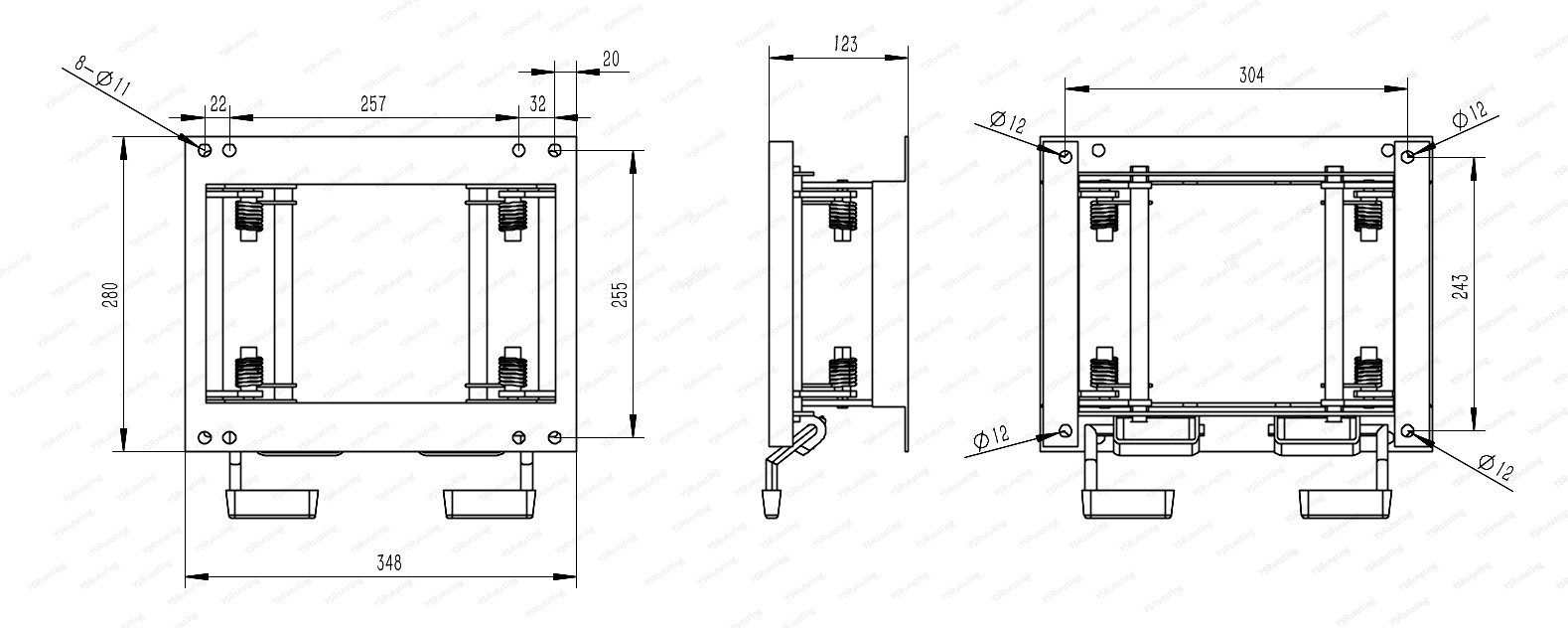 Seat Height Adjuster Technical Drawing Seat Lifting Base Dimension Drawings